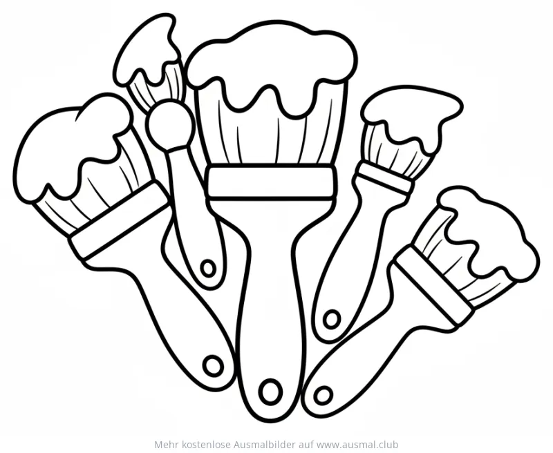 Pinsel Ausmalbild mit verschiedenen Malpinseln