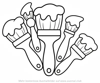 Pinsel Ausmalbild mit verschiedenen Malpinseln