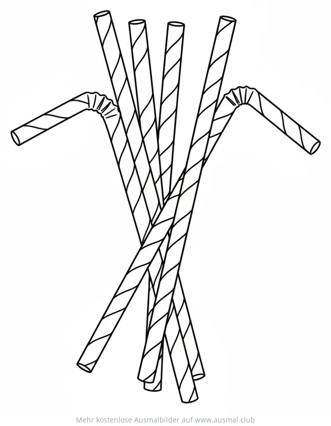 Strohhalme Ausmalbild mit Streifen