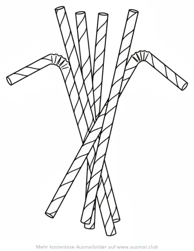 Strohhalme Ausmalbild mit Streifen