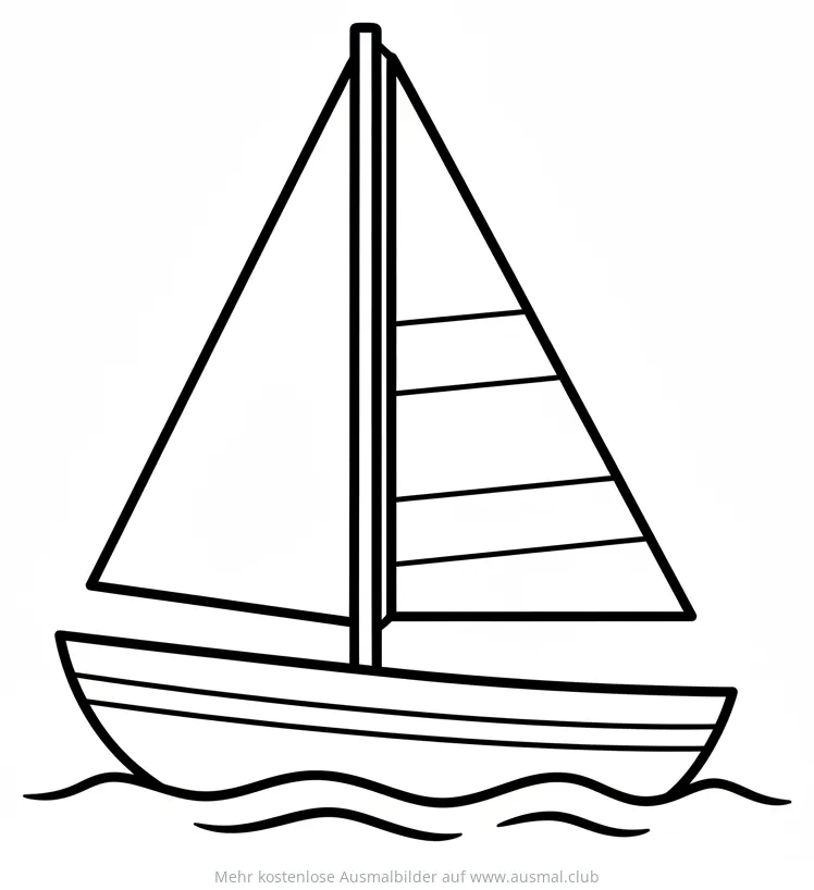 Segelboot Ausmalbild auf dem Wasser