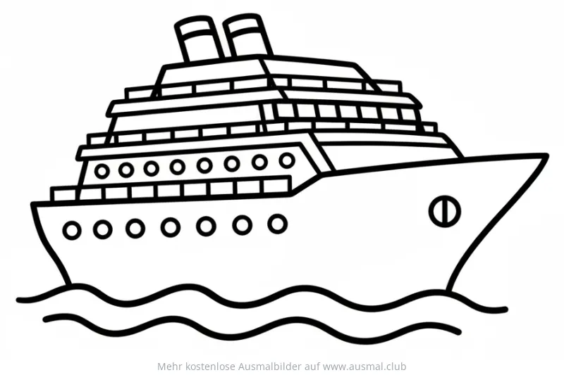 Kreuzfahrtschiff Ausmalbild auf dem Meer