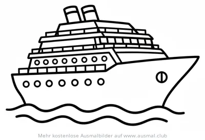 Kreuzfahrtschiff Ausmalbild auf dem Meer