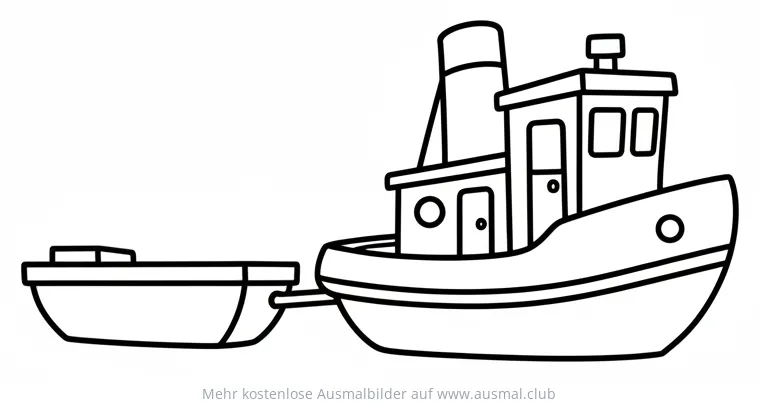 Schlepper mit Lastkahn Ausmalbild