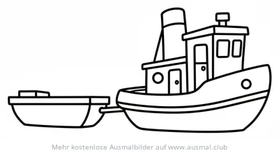 Schlepper mit Lastkahn Ausmalbild