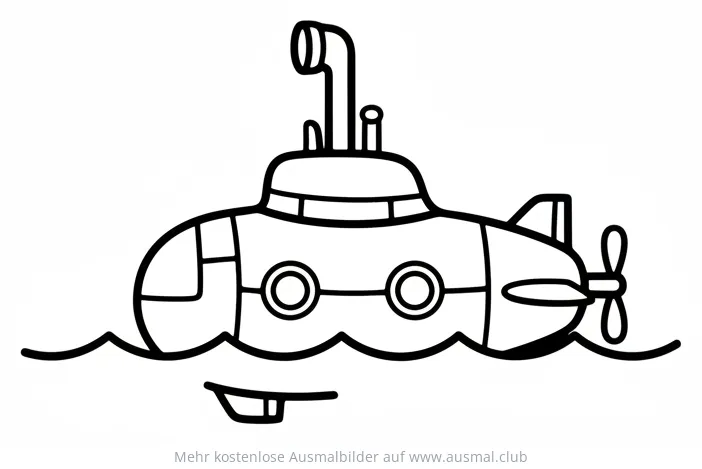 Freundliches U-Boot Ausmalbild auf dem Wasser