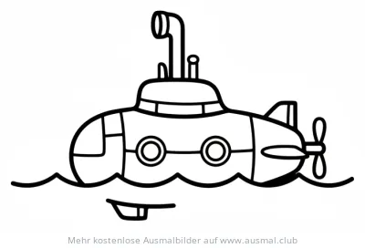 Freundliches U-Boot Ausmalbild auf dem Wasser