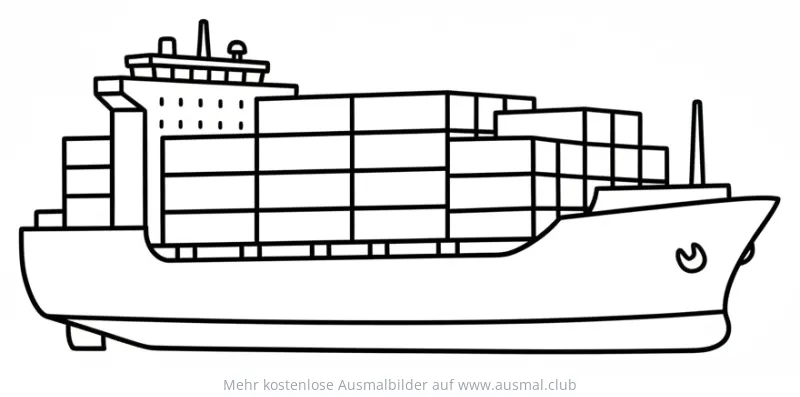 Frachtschiff Ausmalbild mit Containern