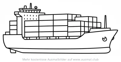 Frachtschiff Ausmalbild mit Containern