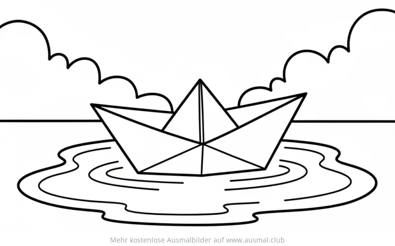 Papierboot auf dem Wasser Ausmalbild