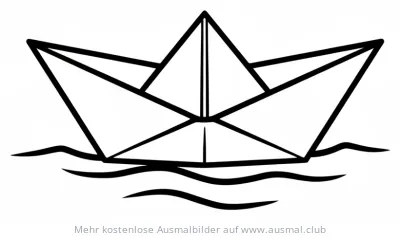 Origami Boot Ausmalbild auf dem Wasser
