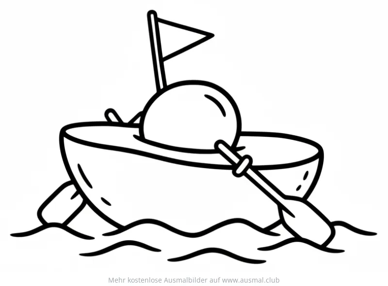 Avocado Boot Ausmalbild mit Figur und Ruder