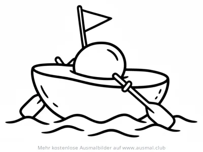 Avocado Boot Ausmalbild mit Figur und Ruder