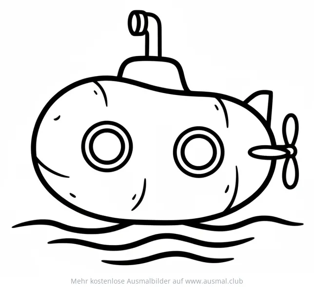 Freundliches U-Boot auf dem Wasser Ausmalbild