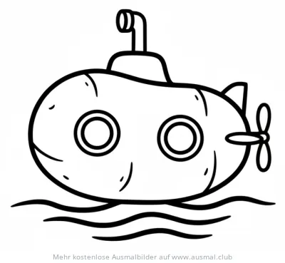 Freundliches U-Boot auf dem Wasser Ausmalbild