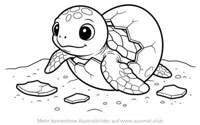 Schildkröte schlüpft aus Ei Ausmalbild