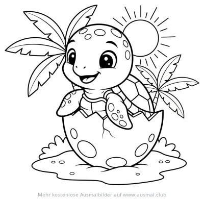 Babyschildkröte schlüpft aus dem Ei Ausmalbild