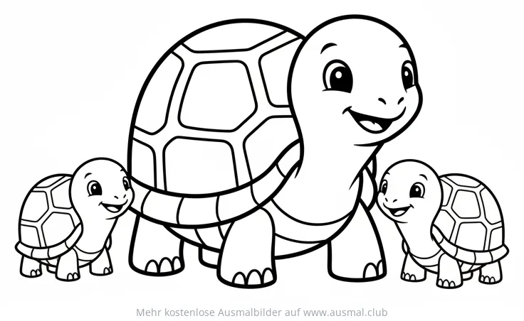 Schildkröten Familie Ausmalbild