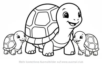 Schildkröten Familie Ausmalbild