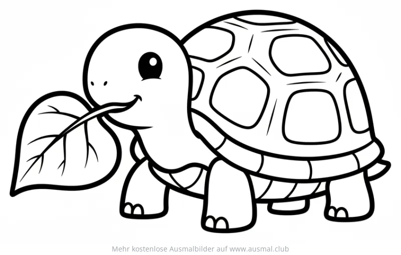Schildkröte frisst Blatt Ausmalbild