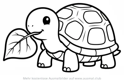 Schildkröte frisst Blatt Ausmalbild