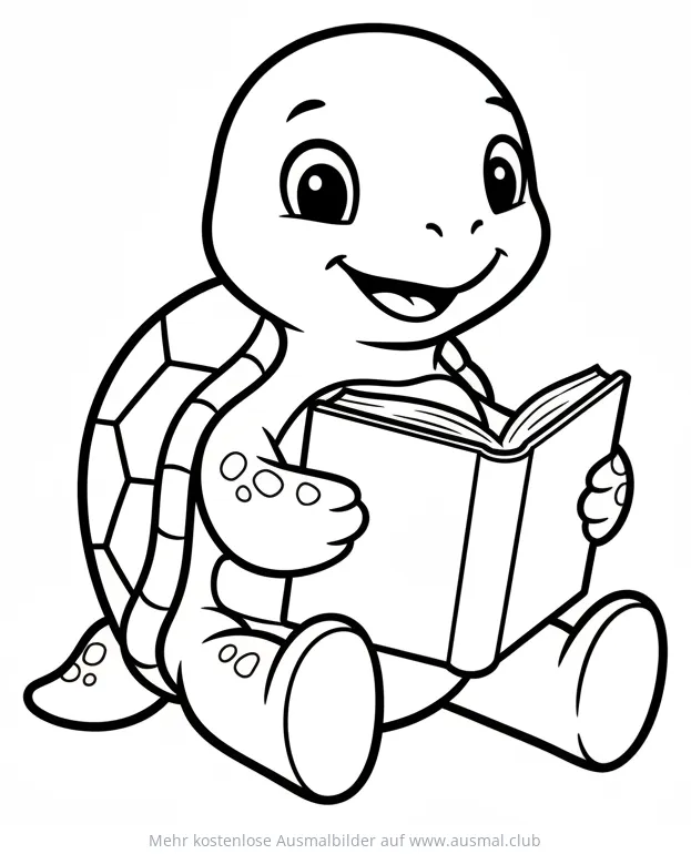 Lesende Schildkröte Ausmalbild