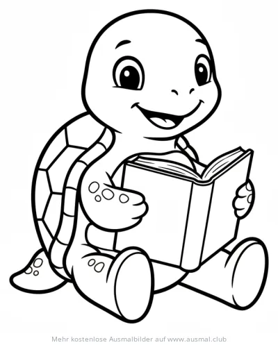 Lesende Schildkröte Ausmalbild