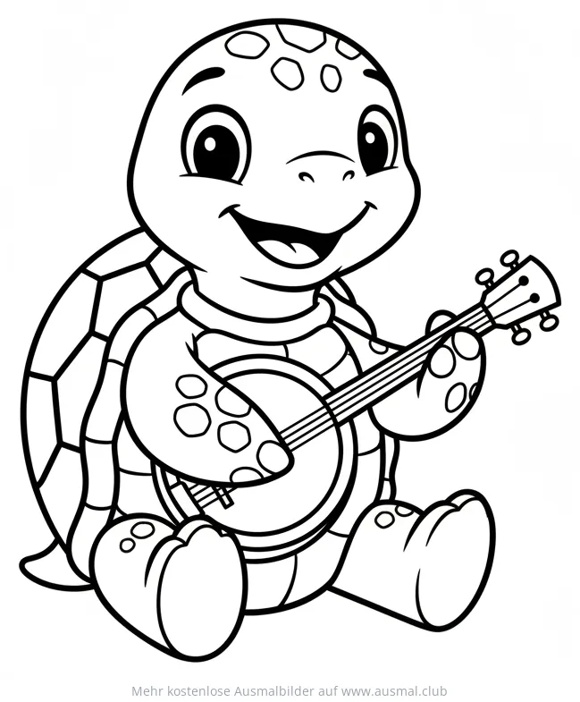 Schildkröte mit Banjo Ausmalbild