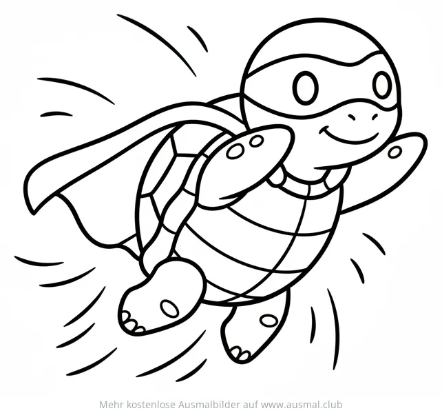 Schildkröte Superheld mit Cape Ausmalbild