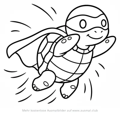Schildkröte Superheld mit Cape Ausmalbild