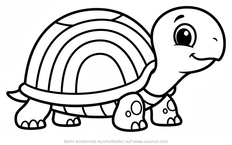 Freundliche Schildkröte mit Lächeln Ausmalbild