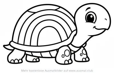 Freundliche Schildkröte mit Lächeln Ausmalbild
