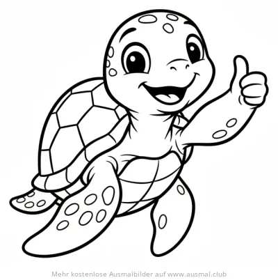 Freundliche Schildkröte zeigt Daumen hoch Ausmalbild