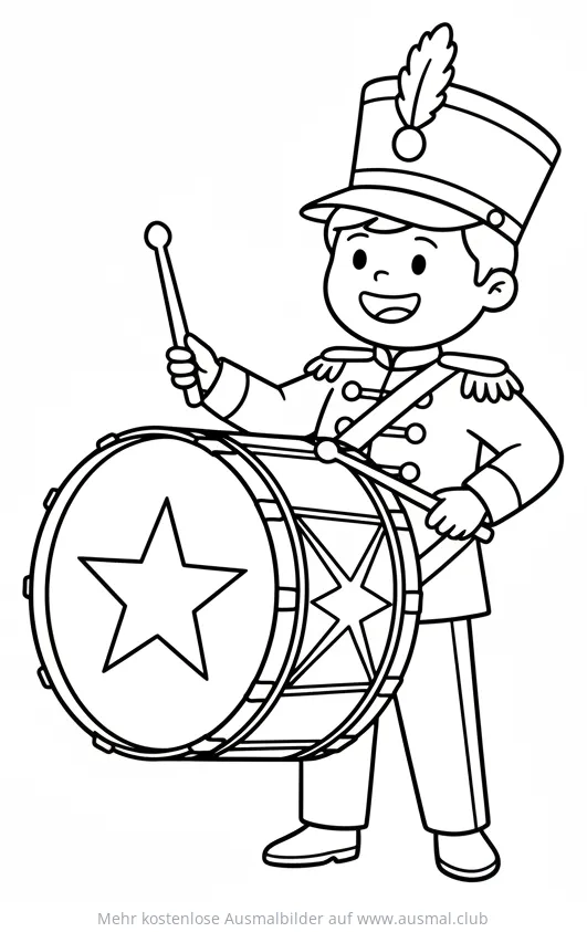 Marschtrommler mit großer Trommel Ausmalbild