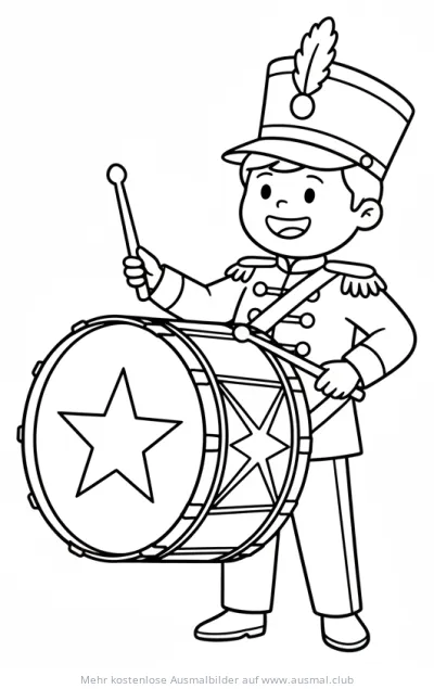 Marschtrommler mit großer Trommel Ausmalbild