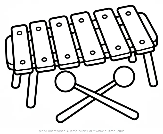 Xylophon Ausmalbild mit Schlägeln