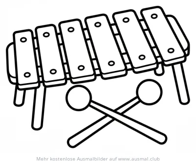 Xylophon Ausmalbild mit Schlägeln