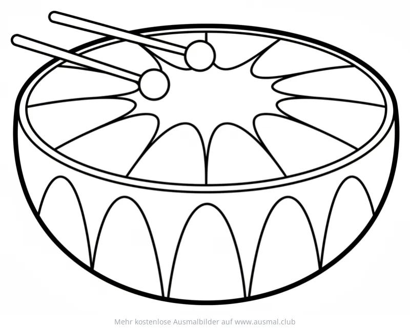 Steelpan Ausmalbild mit Schlägeln