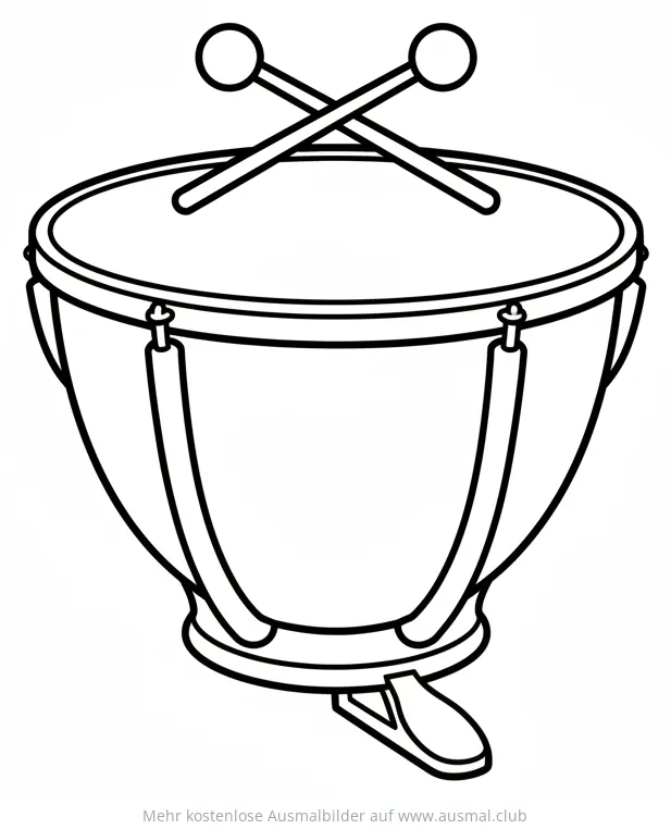 Pauke Ausmalbild mit Schlägeln
