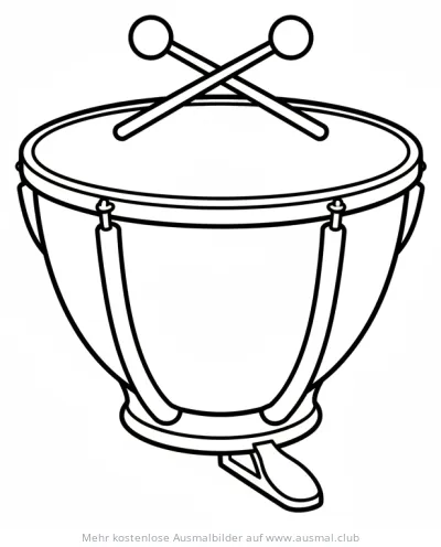 Pauke Ausmalbild mit Schlägeln