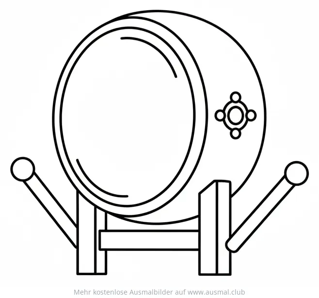 Taiko Trommel Ausmalbild mit Schlägeln