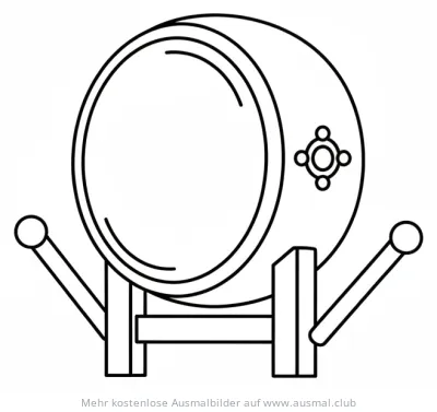 Taiko Trommel Ausmalbild mit Schlägeln
