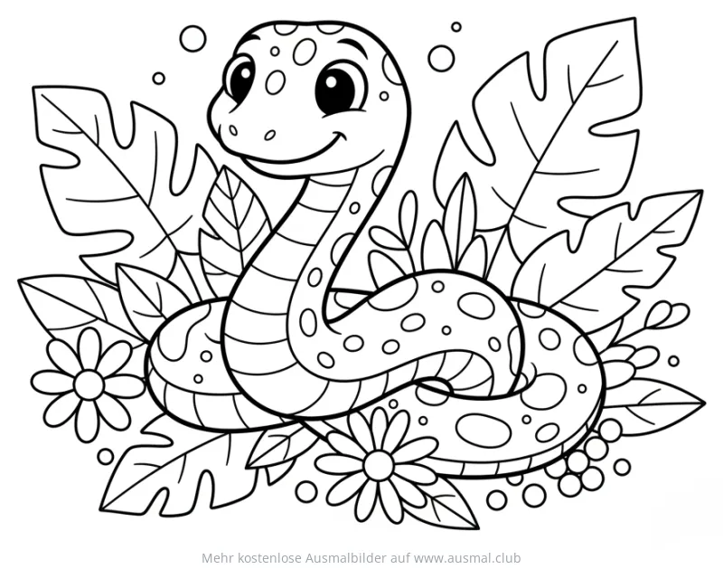 Freundliche Schlange im Dschungel Ausmalbild