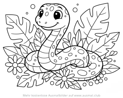 Freundliche Schlange im Dschungel Ausmalbild