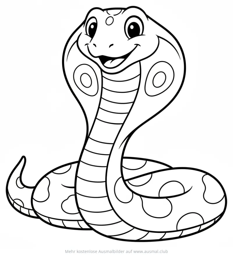 Freundliche Kobra Ausmalbild mit Mustern