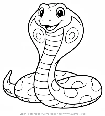 Freundliche Kobra Ausmalbild mit Mustern