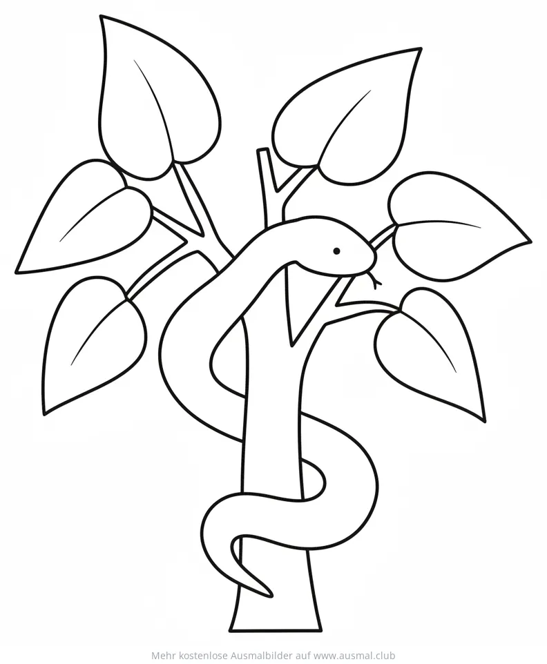 Schlange windet sich um Baum Ausmalbild