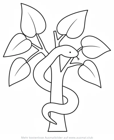 Schlange windet sich um Baum Ausmalbild