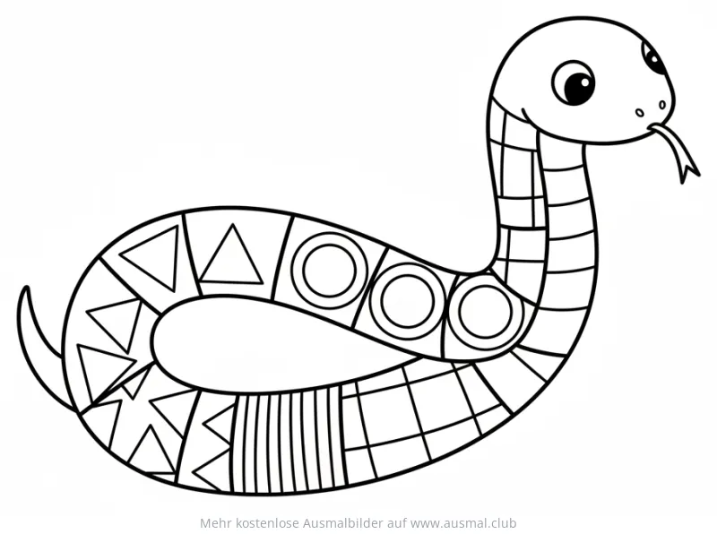 Schlange Ausmalbild mit geometrischen Mustern