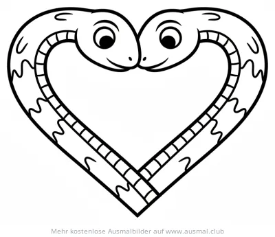 Zwei Schlangen bilden eine Herzform Ausmalbild